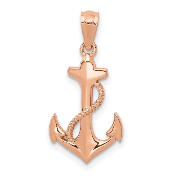 14k Rose Gold Polished Anchor Pendant Online now