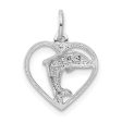 14k White Gold 13mm Dolphin and Heart Charm Sale