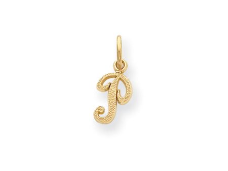 The Sadie 14k Yellow Gold Mini Satin Script Initial Charm, Letter P Discount