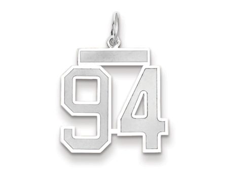 14k White Gold, Jersey Collection, Medium Number 94 Pendant Online now