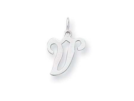 14k White Gold, Sophia Collection, Small Script Initial V Pendant Sale