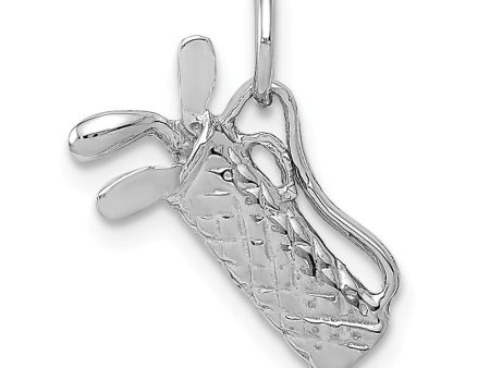 14k White Gold Small 3D Golf Bag and Clubs Charm Hot on Sale