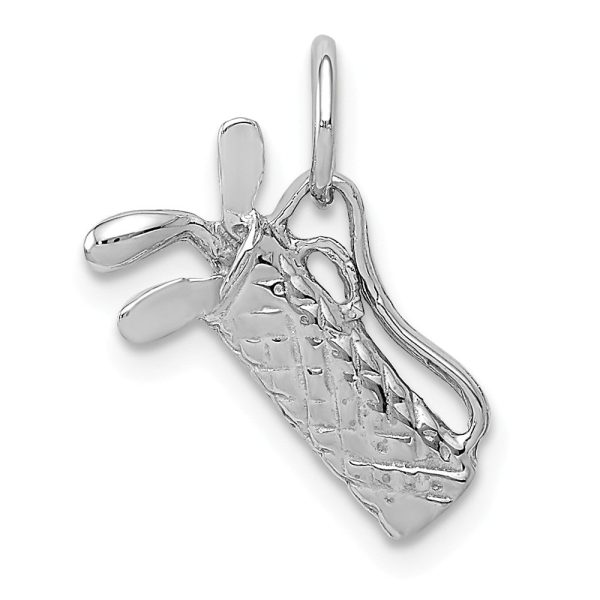 14k White Gold Small 3D Golf Bag and Clubs Charm Hot on Sale