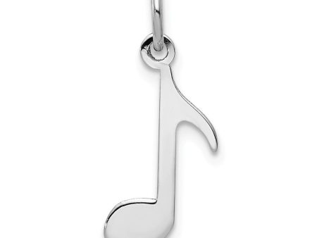 14k White Gold Polished Music Note Charm Discount