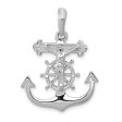 14k White Gold Mariner s Crucifix Cross Pendant, 22 x 28mm Discount