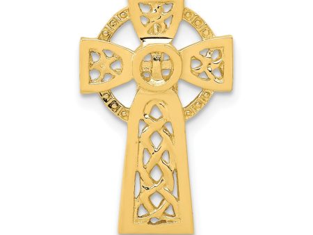 14k Yellow or White Gold Celtic Cross Slide Pendant, 12 x 20mm For Discount