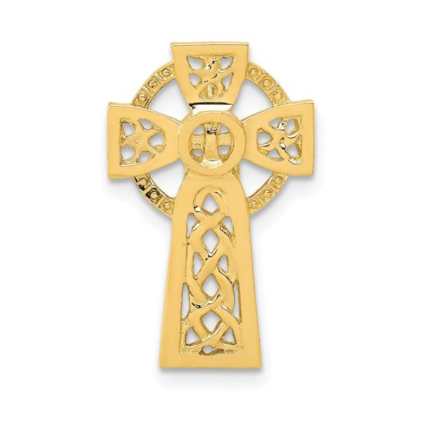 14k Yellow or White Gold Celtic Cross Slide Pendant, 12 x 20mm For Discount