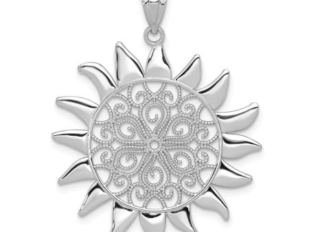 14k White Gold Filigree Sun Pendant, 27mm Supply