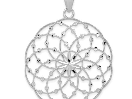 14k White Gold Scalloped Ornate Pendant, 38mm (1 1 2 inch) Cheap