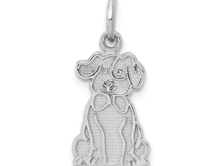 14k White Gold Polished and Textured Puppy Charm Sale