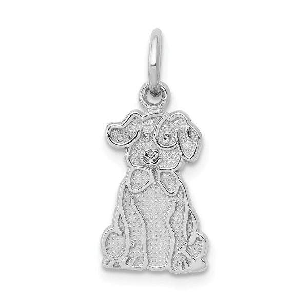 14k White Gold Polished and Textured Puppy Charm Sale