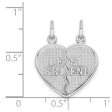 14k White Gold Best Friend Heart Set of 2 Charm or Pendants, 17mm Hot on Sale