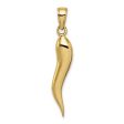 10k Yellow Gold Solid 3D Italian Horn Pendant Online Sale