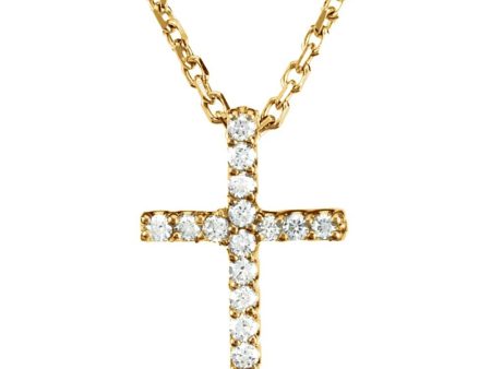 .085 cttw Diamond Cross Necklace in 14k Yellow Gold Online