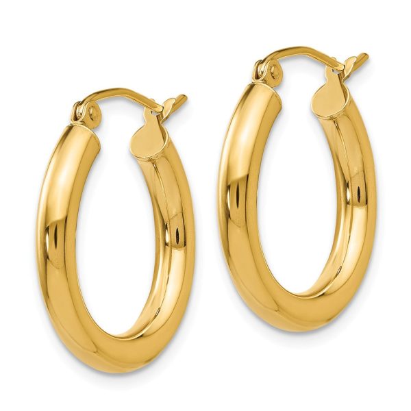 3mm x 20mm 14k Yellow Gold Classic Round Hoop Earrings Cheap