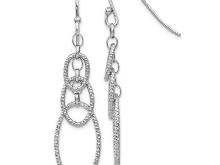 Textured Oval Link Dangle Earrings in Sterling Silver Fashion