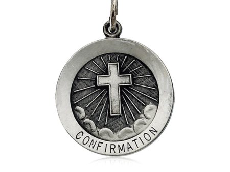 14k White Gold Confirmation Medal Disc Charm, 18mm Online now