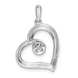 .05 Carat Diamond Open Heart Pendant in Sterling Silver Hot on Sale