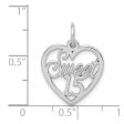 14k White Gold Sweet 15 Heart Charm or Pendant, 16mm Online now