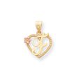 14k Two Tone Gold Grace Collection 15mm Heart Initial F Pendant on Sale