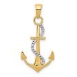 14k Two Tone Gold Anchor with Rope Pendant, 16 x 32mm Discount