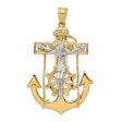 14k Two Tone Gold X-Large Mariner s Crucifix Cross Pendant, 35 x 58mm Cheap