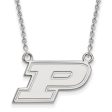 Sterling Silver Purdue Small Initial P Pendant Necklace on Sale