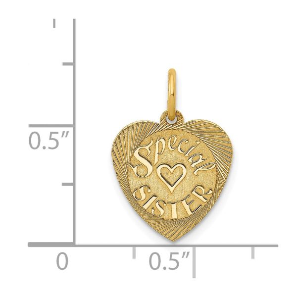 14k Yellow Gold Special Sister Heart Charm or Pendant, 13mm Discount