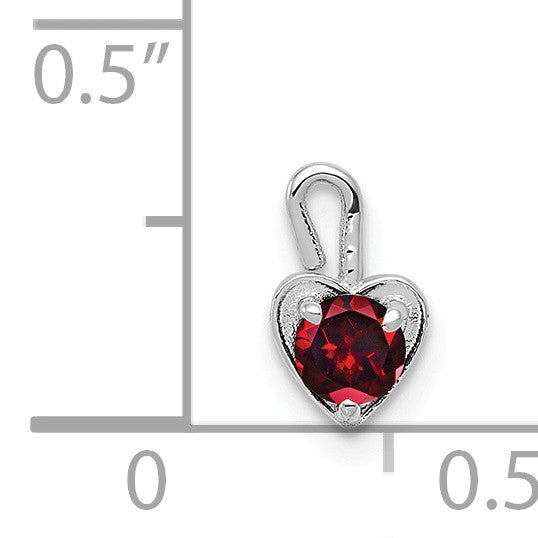 Jan Synthetic Garnet 14k White Gold Heart Pendant Enhancer, 5mm For Sale