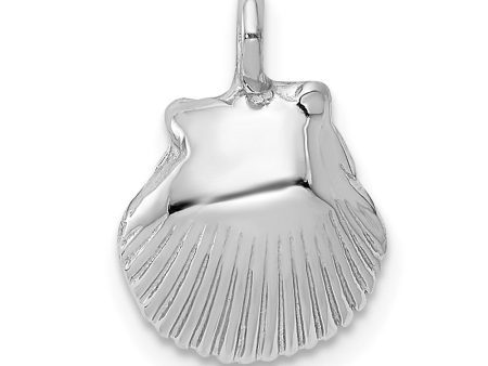 14k White Gold Open Back Seashell Pendant Hot on Sale