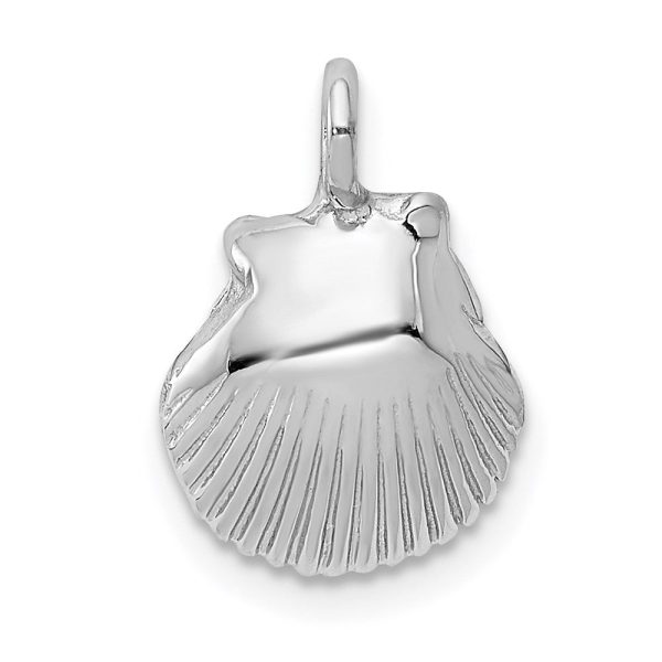 14k White Gold Open Back Seashell Pendant Hot on Sale