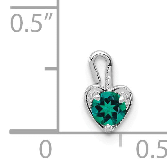 May Synthetic Emerald 14k White Gold Heart Pendant Enhancer, 5mm For Cheap