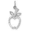 14k White Gold Diamond Cut Apple Silhouette Charm Online