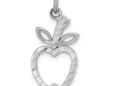 14k White Gold Diamond Cut Apple Silhouette Charm Online