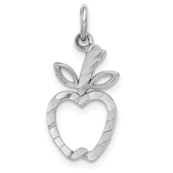 14k White Gold Diamond Cut Apple Silhouette Charm Online