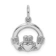 14k White Gold Claddagh Charm, 13mm For Discount