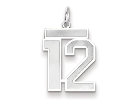 14k White Gold, Jersey Collection, Medium Number 12 Pendant Online Sale