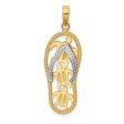 14k Two Tone Gold Large Sea Turtle Flip Flop Pendant Supply