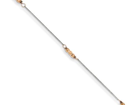 14k Two-Tone Gold Mirror Beaded Anklet, 9 Inch Online