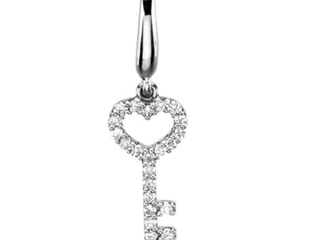 1 8 cttw G-H, I1 Diamond Key Charm in 14k White Gold For Cheap