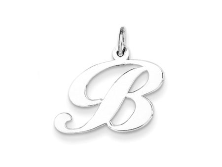 14k White Gold, Ella Collection Medium Fancy Script Initial B Pendant Sale