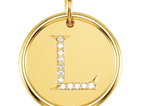 1 15 Ctw G-H, I1 Diamond Initial 17mm 14k Yellow Gold Pendant Letter L on Sale