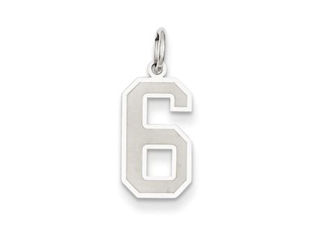 14k White Gold, Jersey Collection, Medium Number 6 Pendant Hot on Sale