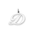 14k White Gold, Ella Collection Medium Fancy Script Initial D Pendant For Sale