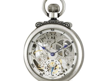 Charles Hubert Antique Chrome Finish Brass Skeleton Pocket Watch Online Hot Sale