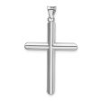 14k White Gold Beveled Edge Hollow Tube Cross Pendant Sale