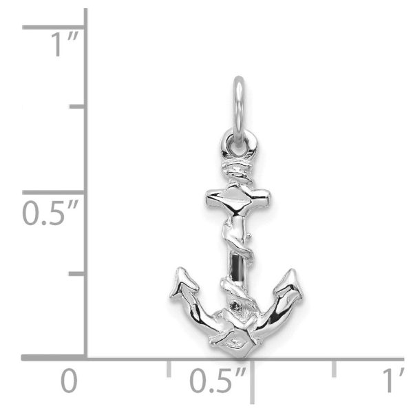 14k White Gold Diamond Cut Anchor Charm or Pendant For Cheap