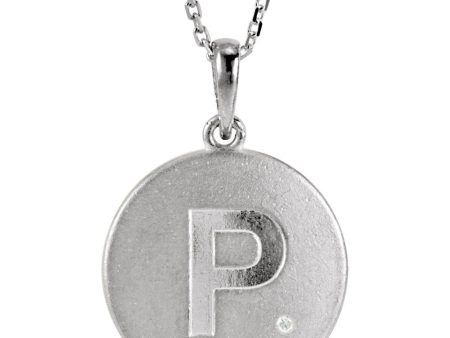 The Emma Sterling Silver Diamond Block Initial P Disc Necklace, 18 In. Sale