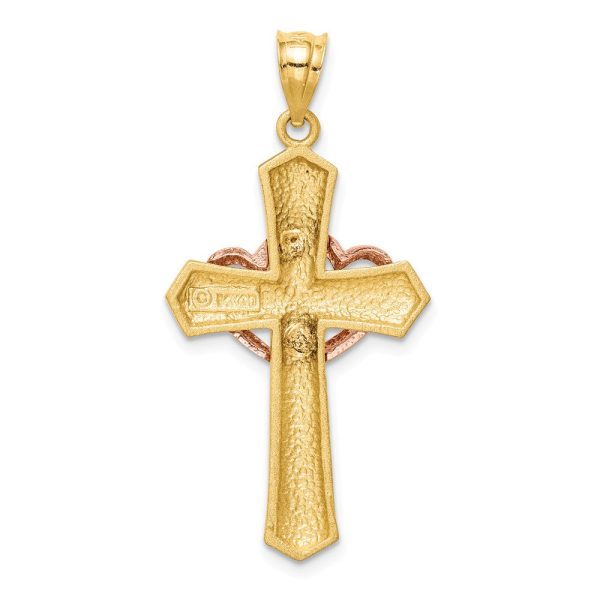 14k Two Tone Gold St. Valentine Cross Pendant, 19 x 38mm Sale