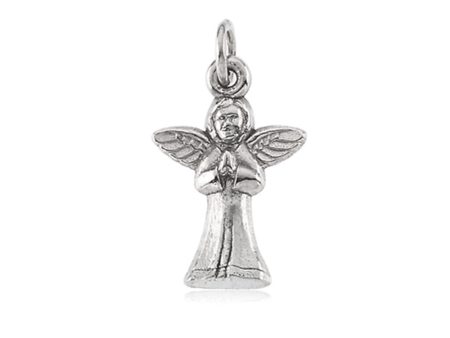 14k White Gold Praying Angel Pendant For Cheap